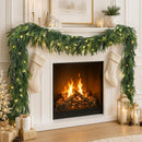N&T NIETING 9FT Christmas Norfolk Pine Pre-Lit Garland with 70 LED Lights Real Touch Prelit Garland Christmas Greenery Garlands for Table Mantle Fireplace Stairs Indoor Outdoor Xmas Decorations — 1