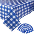 Kesfey Blue Gingham Tablecloth Picnic Party Checkered Table Cover 12 Packs | Bule and White — 1
