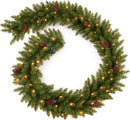 9 FT Christmas Garland Pre-lit 70 LED Lights Holiday Artificial Decor for Stairs Mantle Door Indoor Outdoor Garland with Battery Operated Timer — 1
