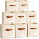 Storage Cubes 8 Pack, 11 Inch Fabric Storage Cubes Organizer Bins with Labels, Odor-Free & Sturdy PP Structure, Cubby Baskets for Closet, Shelves, Toys & Nursery (Beige) — 1