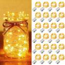 24 Pack Fairy Lights Battery Operated [3 Modes] 7ft 20 LED Mini Twinkle String Lights Waterproof Silver Wire Firefly Starry Lights for Wedding Party Mason Jars Christmas Decorations, Warm White | [24 Pack] 7 Feet 20 LED — 1