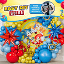 ALL-IN-1 Hedgehog Balloon Arch Kit with BONUS Rings & Starburst Balloons - Red Blue Yellow Balloons Garland for Cartoon Hedgehog Birthday Party Decorations & Party Supplies - Somic Party Decorations S | Red, Blue, Yellow, Light Blue — 4