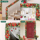 Christmas Garland with Lights, 9FT 30 LED Prelit Christmas Garland for Mantle,Outdoor Indoor Christmas Decorations Garland Battery Operated with Timer, Bows,Flowers,for Stairs,Railing,Fireplace,Door — 6