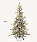 DWVO 6ft Prelit Flocked Aspen Fir Christmas Tree with Bulbs and Lights, Full Artificial Xmas Tree with 1336 Metal Hinged PE & PVC Flame Resistant Branches, 46 Bulbs and 270 Lights Remote Controlled — 3