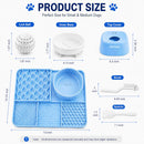 Dog Lick Mat & Slow Feeder Bowl Combo, Enrichment Toy with Puzzle Dome, 4-Texture Silicone Licking Mat for Anxiety Relief, Slow Feeding, Boredom Buster with Cleaning Brush & Silicone Spatula (Blue) — 5