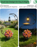 OUISJYER Solar Bird Bath with Flower Planter, S-Shaped Standing Garden Decor