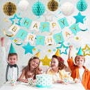 meowtastic Birthday Decorations Happy Birthday Banner with Honeycomb Balls | Mint | Star — 5