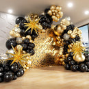 Black and Gold Balloons Garland Arch Kit with Black Gold Confetti Balloons — 1