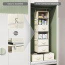 6-Shelf Hanging Closet Organizer with 3 Drawers, 2-in-1 Design, Beige — 6