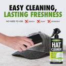 4-in-1 Professional Hat Cleaning Kit - Removes Dirt and Stains, Gentle Hat Cleaner for Baseball Caps, Fitted Cowboy, & Felt Hats, Complete Hat Cleaner with Hat Deodorizer, Brush & Microfiber Cloth — 4