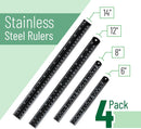 Mr. Pen- Metal Straight Edge Ruler, 4 pcs, 6", 8", 12", 14", Black | 6, 8, 12, 14 inch — 2