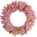Nearly Natural 24 in Pink Artificial Christmas Wreath with 35 LED Lights — 1