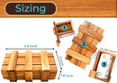 BSIRI Wooden Secret Money Puzzle Box Brain Teaser with Hidden Compartments Ideal Jewelry Stash 3D Lock Gift Card Wood Stash Holder for Cash Gifts Storage for Kids and Adults Double Magic Puzzles Boxes — 4