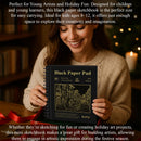SuFly Black Paper Drawing Pad, 60 Sheets Large Sketch Book 11x14, Spiral Bound - Hardcover,90lb/150gsm Black Paper Notebook for Gel Pens. | 11-x-14-inch:1 Pack — 6