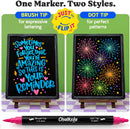 Chalkola 24 Chalk Markers for Blackboard, Chalkboard - Dual Tip Dot + Brush | 24 Colors — 4