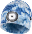 Etsfmoa Unisex Beanie with The Light, Gifts for Men Dad Father Winter Caps - Blue Tie Dye — 1