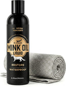 Eagle Mink Oil Liquid Leather Conditioner 8oz with Cloth – Softens, Waterproofs & Preserves Boots, Shoes, Bags, Jackets & Furniture – Natural Leather & Vinyl Conditioner for Long-Lasting Protection — 1