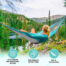 SZHLUX Camping Hammock Double & Single Portable Hammocks with 2 Tree Straps and Attached Carry Bag,Great for Outdoor,Indoor,Beach,Camping,Light Grey / Sky Blue — 4