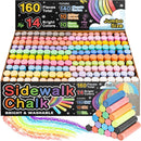 160 PCS Sidewalk Chalk for Kids –14 Colors, Non-Toxic Washable Jumbo Chalks — 1