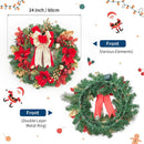 GarveeHome Christmas Wreath, 24 in Artificial Pre-Lit Christmas Wreaths for Front Door with 20 LED Lights & 8 Modes, Pine Needles & Red Berries, Accent Decor for Winter Holiday Home Office Apartment — 4