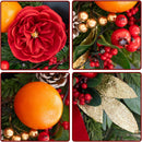 Pinkpuii Pre-lit Christmas Wreaths for Front Door- 24 Inch Outdoor Christmas Wreath with Lights,Green Lighted Xmas Door Wreath with Pinecones,Red Flowers and Orange Berries for Holiday Decor — 2