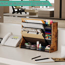 Jakyitvi 5 Tiers Ironwood Wall Desk File Holder Organizer Organizer, Brown — 5