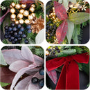 24 Inch Pre-Lit Christmas Wreath for Front Door，Christmas Door Wreath with LED Lights, Velvet Bow, Gold Balls and Berries, Lighted Christmas Wreath Winter Decorative for Window Hall Outdoor — 3
