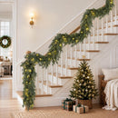 Pre-Lit Christmas Garland 9FT Decorations Real Touch Cedar Cypress Pine Greenery Artificial Green Christmas Garland with Lights for Mantle, Fireplace, Table, Stairs, Door, Indoor Outdoor Decorations — 6
