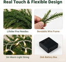 9Ft Christmas Norfolk Pine Garland+20 LED Lights Battery Powered for Mantle — 3