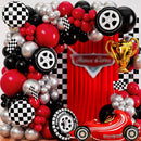 ALL-IN-1 Race Car Balloon Arch Kit with BONUS Trophy & RaceCar - Cars Balloon Garland Kit for Race Car Theme Birthday Party Supplies & Hot Wheels Balloons Race Cars Decorations | Red, Black, Silver — 1