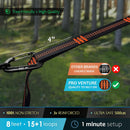 Hammock Straps and 2 Carabiners, 30+2 Loops, 1200lbs Breaking Strength (500lbs Rated) | 100% Non-Stretch, Lightweight, Portable Camping - Quick, Easy Setup | Heavy Duty + Tree Friendly | 8 Feet. | Orange — 2
