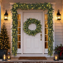 Pre-Lit Christmas Garland 9FT Decorations Real Touch Cedar Cypress Pine Greenery Artificial Green Christmas Garland with Lights for Mantle, Fireplace, Table, Stairs, Door, Indoor Outdoor Decorations — 7