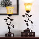 Touch Control Leaf Vintage Table Lamp with 3-Way Dimmable 2 USB C+A Ports — 3