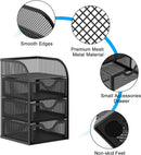 EasyPAG Mesh Desk Organizer with 3 Drawer Office Desktop Organizers and Accessories Stationery Caddy for Office, Home, Students, Black — 3
