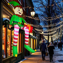 8 FT Christmas Inflatable Outdoor Decorations, Sitting Elf Holding Gift Bag Blow Up Christmas Decorations with Built-in LED Lights for Holiday Party Lawn Garden Yard Outdoor Xmas Decorations — 7