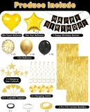 Black Gold Happy Birthday Party Decorations with Banner Balloons for men — 4