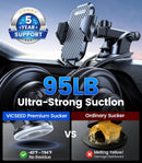 VICSEED 2026 Ultimate Sturdy Car Phone Holder [Upgraded 95+LBS Strongest Suction] Universal Long Arm Cellphone Mount for Car Dashboard Windshield Vent Truck Boat for iPhone 18 17 16 Pro Max & Android | Classic Black photo 4