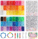 Quefe 48 Colors 4000pcs Pony Beads Bracelet Making Kit with Letter Beads — 1