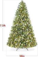 Best Choice Products 7.5ft Pre-Lit Scotch Pine Christmas Tree, Premium Frosted Pre-Decorated Artificial Holiday Decor w/ 1,320 Branch Tips, 2-in-1 White and Multicolor LED Lights, Cordless Setup — 2