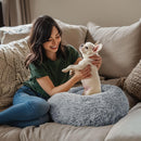 Hoewina Dog & Cat Bed for Indoor Cats, 20in Calming Donut Bed (Light Grey) — 6