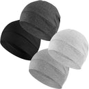 Headshion 100% Cotton Skull Caps Beanie Sleeping Hats for Men Women - 4 Black & Grey & Light Grey & Light White — 1