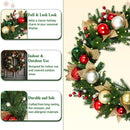 Hykolity 24 Inch Pre-Lit Christmas Wreath with 30 Warm White LED Lights and Timer, Battery Operated Artificial PE & PVC Wreath with Multicolor Ornaments and Glittered Gold Leaves for Front Door — 2