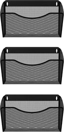 EasyPAG Wall File Organizer 3 Pack, Hanging File Organizer Wall Mount, Metal Mesh Folder Holder for Letter/A4 Papers, Mail Sorter for Office, Classroom, Home, Black — 2