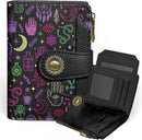 Icycay Cat Small Wallet Women RFID Blocking Bifold Cute Credit Card Holder - Gothic Magic Black — 1