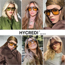 Hycredi Retro Aviator Sunglasses for Women Men, Oversized Square Shades | 2 Pack - (Black/Orange + Leopard/Green ) — 2