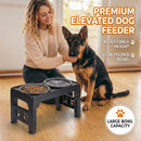 LALOBLUE Collapsible Dog Bowls Raised Elevated Adjust Stand — 3