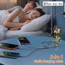 Long Multi Charging Cable 6ft 2Pack,3 in 1 USB Multiple MFi Charger cord 5