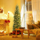 GOFLAME 6ft Pre-lit Pencil Christmas Tree, Artificial Christmas Tree with 270 LED Lights, 10 Light Modes, 648 Branch Tips, Metal Stand, Hinged Xmas Tree for Holiday Festival Decor — 2