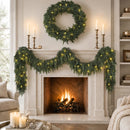 9FT Christmas Cedar Garland with Lights Prelit Pine Garland Christmas Decor — 7