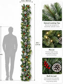 9ft Flocked Pre-Lit Artificial Christmas Garland with Lights — 2